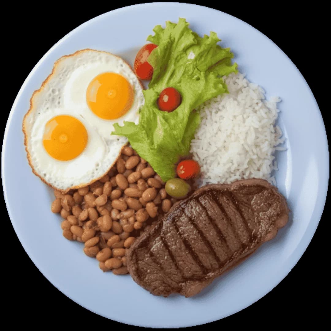 Prato brasileiro de arroz, feijão e ovo, uma combinação completa e barata